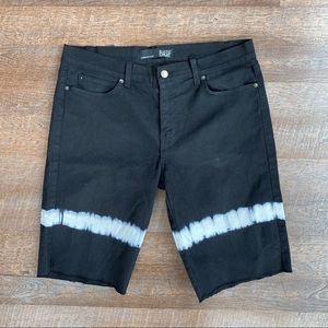 Men’s Black White Jean Denim Tie Dye Shorts